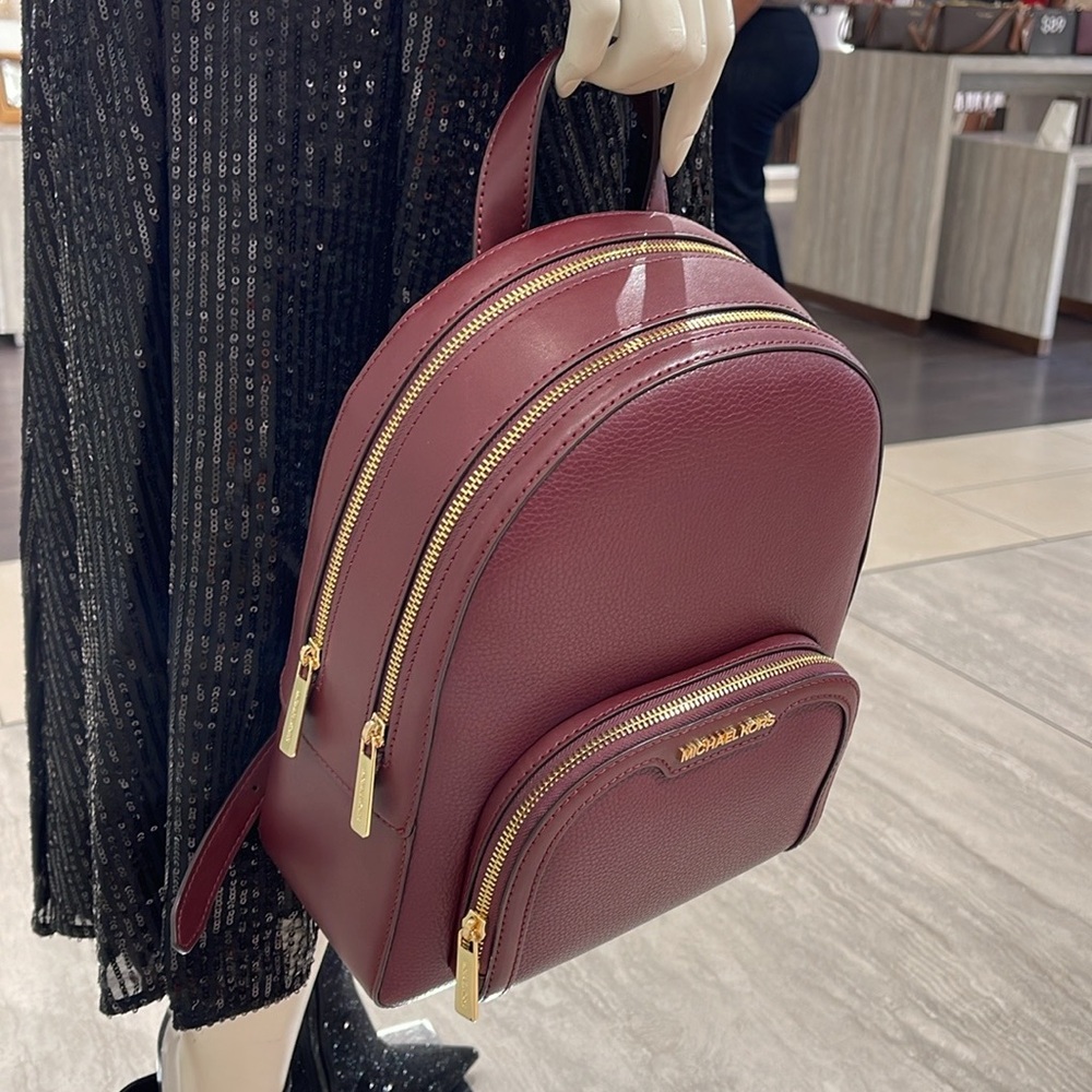 Michael Kors Jaycee Medium Pebbled Leather Backpack
 Oxblood/Golden 
NWT - Picture 5 of 16